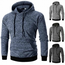 Fashion Contrast Color Long Sleeve Men's Casual Hoodie