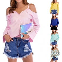 Sexy Off-shoulder Long Sleeve Sling Blouse