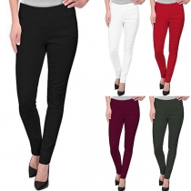 Fashion Solid Color High Waist Slim Fit Pencil Pants