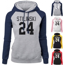 Fashion Contrast Color Letters Printed Long Sleeve Hoodie