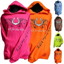 Fashion Long Sleeve Printed Plush Lining Hoodie