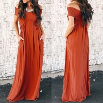 Sexy Crossover Off-shoulder High Waist Solid Color Party Dress
