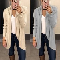 Fashion Solid Color Long Sleeve Knit Cardigan