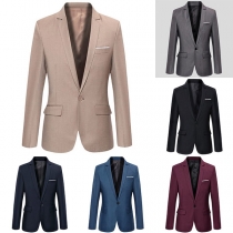 Fashion Solid Color Long Sleeve Slim Fit Men's Suit Coat 