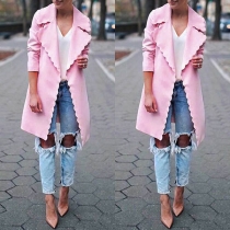OL Style Long Sleeve Solid Color Slim Fit Coat 