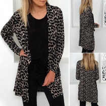 Fashion Leopard Print Long Sleeve Cardigan 