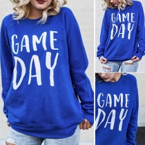 Fashion Letters Printed Long Sleeve Round Neck Loose Sweatshirt 