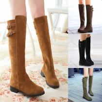 Fashion Flat Heel Round Toe Knee-length Boots 
