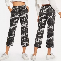Fashion High Waist Camouflage Printed Straight Pants
