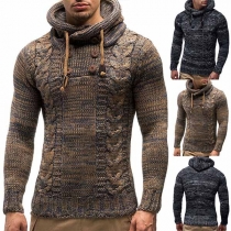 Fashion Mixed Color Long Sleeve Hooded Men's Sweater 