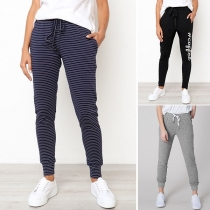 Fashion Drawstring Waist Relaxed-fit Casual Pants