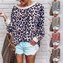 Fashion Leopard Print Long Sleeve Round Neck Sweatshirt