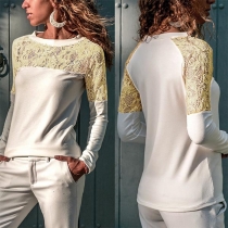 Fashion Round-neck Long Sleeve Embroidered Casual Shirt