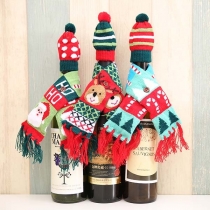 Cute Knit Scarf & Hat Two-piece Set Decorations for Wine Bottle