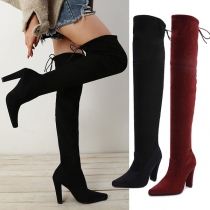 Fashion Thick High-heeled Pointed Toe Over-the-knee Boots