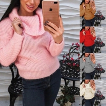 Fashion Solid Color Long Sleeve Pullover Sweater
