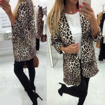 Fashion Leopard Print Long Sleeve Slim Fit Blazer