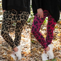 Fashion Leopard Print Elastic Waist Casual Pants 