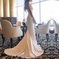 Sexy Backless V-neck High Waist Floor-length Sling Dress