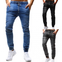 Fashion Elastic Waist Slim Fit Jeans for Men