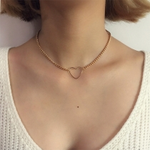 Sweet Style Heart Pendant Alloy Choker Necklace