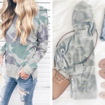 Fashion Camouflage Print Long Sleeve Casual Hoodie