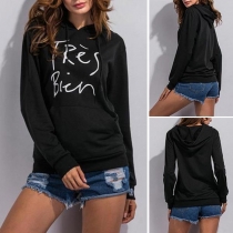 Fashion Letters Printed Long Sleeve Casual Hoodie