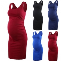 Simple Style Solid Color Slim Fit Maternity Tank Dress