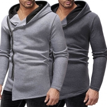 Fashion Solid Color Long Sleeve Side-zipper Hooded Men's Sweatshirt Coat 