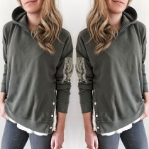Fashion Contrast Color Long Sleeve Casual Hoodie 