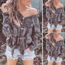 Fashion Camouflage Printed Long Sleeve Top