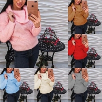 Fashion Solid Color Long Sleeve Cowl Neck Sweater 