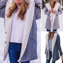 Fashion Solid Color Long Sleeve Plush Lining Hooded Coat