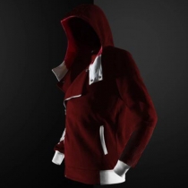 Fashion Contrast Color Oblique Zipper Printed Men's Hoodie