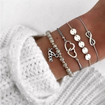 Fashion Heart Linked Bracelet Set 4 pcs/Set