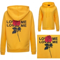 Fashion Rose Printed Long Sleeve Slim Fit Hoodie