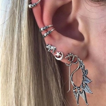 Retro Style Silver-Tone Stud Earring Set 7pcs/Set 