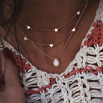 Fashion Water-drop Shaped Pendant Multi-layer Necklace