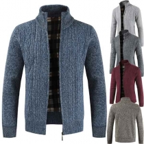 Fashion Long Sleeve Stand Collar Men's Sweater Coat