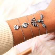 Fashion Eagle Leaf Pendant Bracelet Set 4 pcs/Set