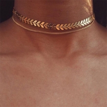 Fashion Double-layer Fish-bone Choker Necklace