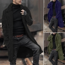 Fashion Solid Color Long Sleeve Men's Plush Coat