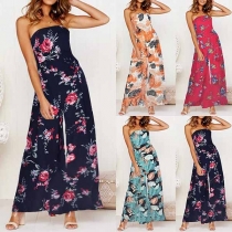 Sexy Strapless High Waist Printed Jumpsuit