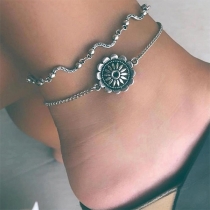 Bohemian Style Sunflower Pendant Anklet Set 2 pcs/Set