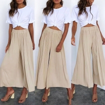 Fashion Solid Color High Waist Wide-leg Pants 