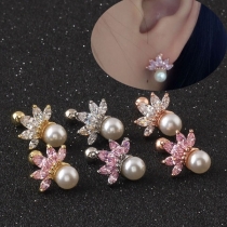 Fashion Rhinestone Inlaid Crown-shaped Single Pearl Stud Earring