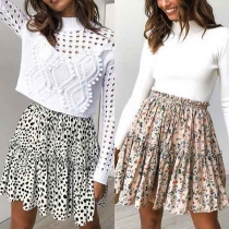 Fresh Style High Waist Printed Skirt 