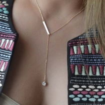 Simple Style Rhinestone Tassel Pendant Necklace