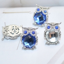 Cute Style Colored Rhinestone Inlaid Owl Shaped Stud Earrings