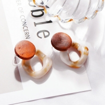Creative Style Wood Spliced Stud Earrings